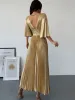 KARA PLEATED MAXI DRESS-GOLD sold by hitheredarling