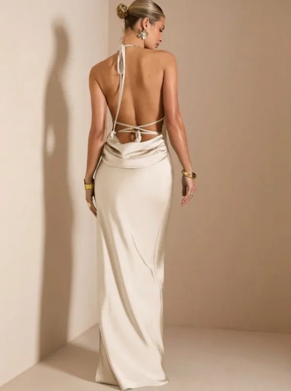 ALEENA SATIN MAXI DRESS sold by hitheredarling