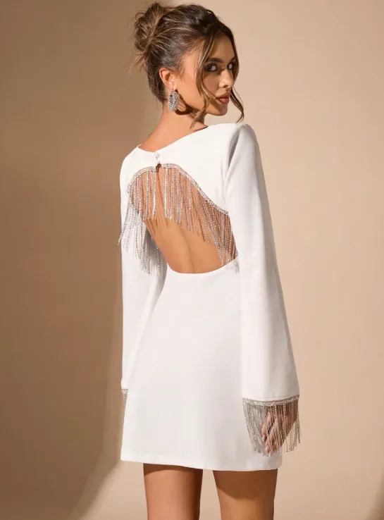 STELLA RHINESTONE TASSEL MINI DRESS sold by hitheredarling