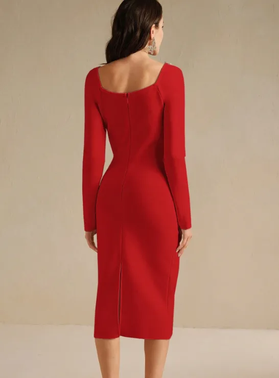 CATALINA CRYSTAL COLLAR MIDI DRESS-RED sold by hitheredarling product image thumbnail 2