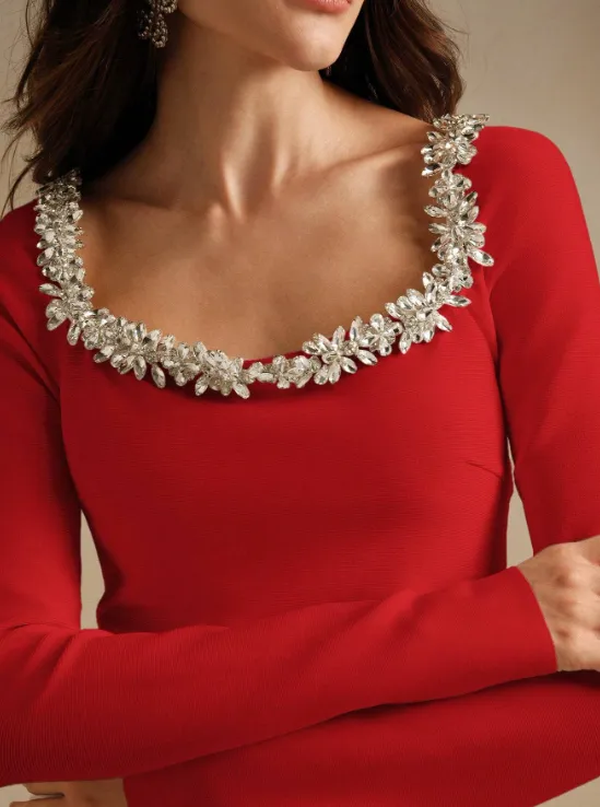 CATALINA CRYSTAL COLLAR MIDI DRESS-RED sold by hitheredarling product image thumbnail 4