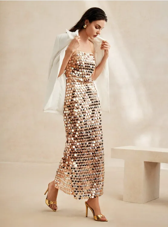 EMMA SEQUIN MAXI DRESS - GOLD sold by hitheredarling