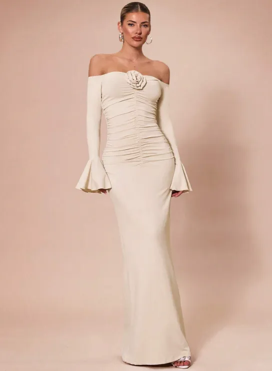 KARLA OFF-SHOULDER MAXI DRESS-APRICOT sold by hitheredarling product image thumbnail 4