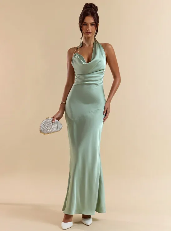 STEP SATIN MAXI DRESS-MINT GREEN sold by hitheredarling product image thumbnail 4