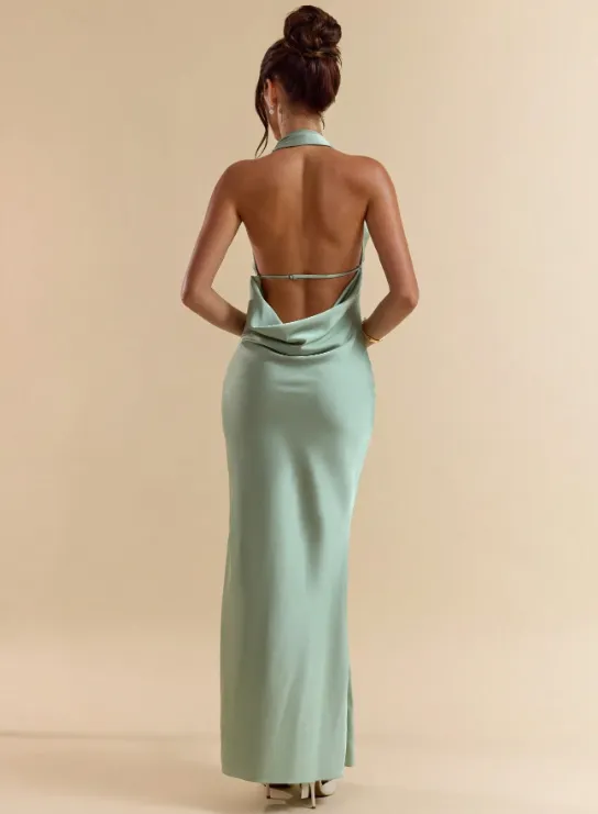 STEP SATIN MAXI DRESS-MINT GREEN sold by hitheredarling product image thumbnail 3