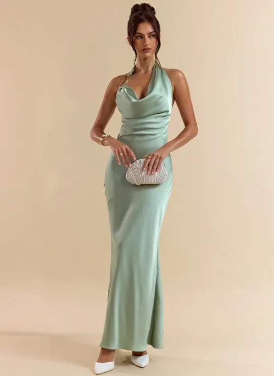 STEP SATIN MAXI DRESS-MINT GREEN sold by hitheredarling product image thumbnail 2