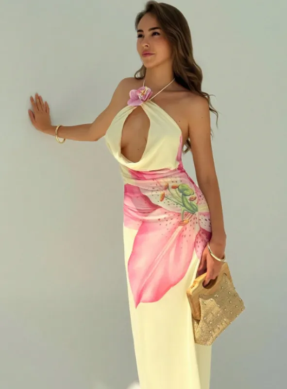 TAMIRA FLORAL PLUNGING NECK DRESS sold by hitheredarling