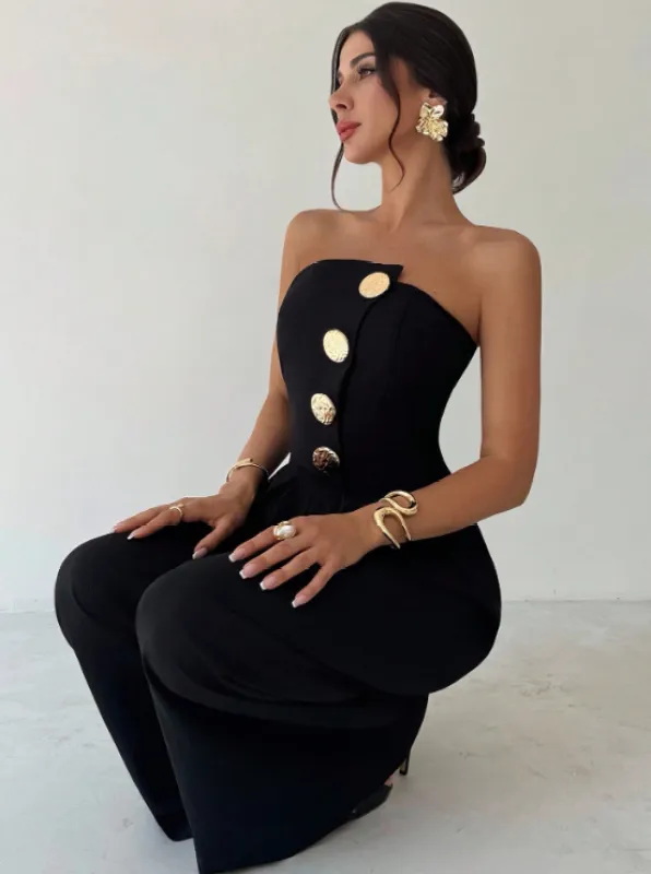 PIPER METAL BUTTON JUMPSUIT sold by hitheredarling