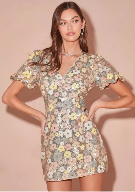 FEBRUARY FLOWER SEQUIN DRESS sold by hitheredarling