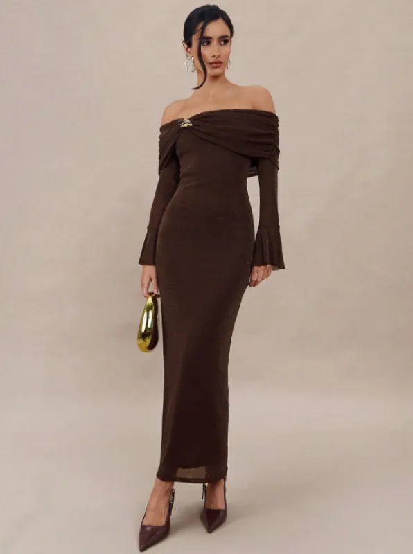 CATY PLEATED OFF SHOULDER DRESS sold by hitheredarling