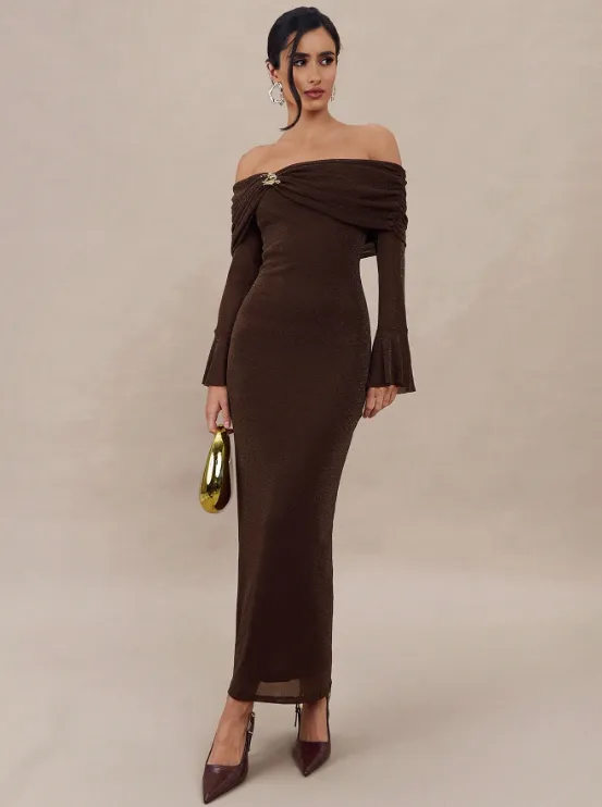 CATY PLEATED OFF SHOULDER DRESS sold by hitheredarling