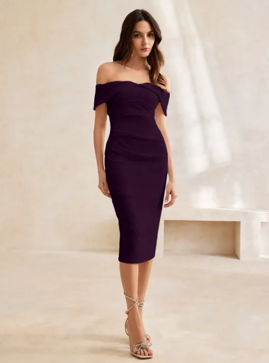 LOTTA OFF-SHOULDER MIDI DRESS -PURPLE sold by hitheredarling product image thumbnail 4