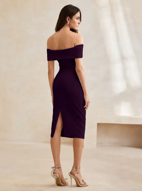 LOTTA OFF-SHOULDER MIDI DRESS -PURPLE sold by hitheredarling product image thumbnail 2