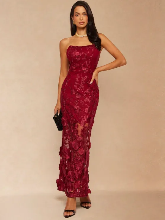 FLORENCE FLORAL STRAPLESS DRESS sold by hitheredarling