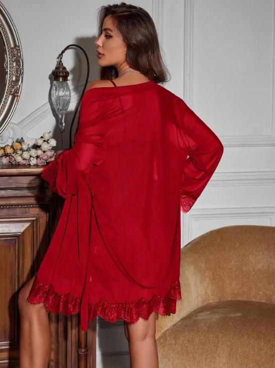 LuxeNights Sleepwear Set - Red sold by hitheredarling product image thumbnail 3