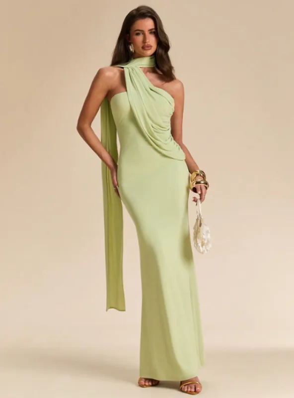 Soph Asymmetric Shoulder Tie-Up Dress made by hitheredarling