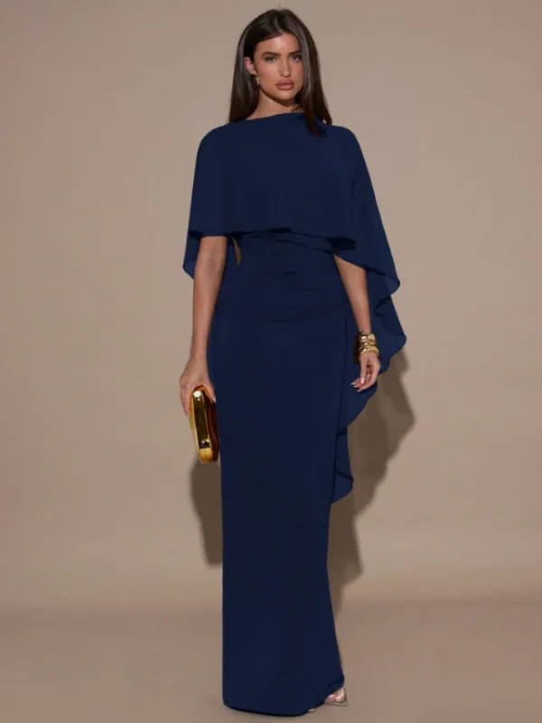 Eloise Shawl Maxi Dress - Dark Blue made by hitheredarling