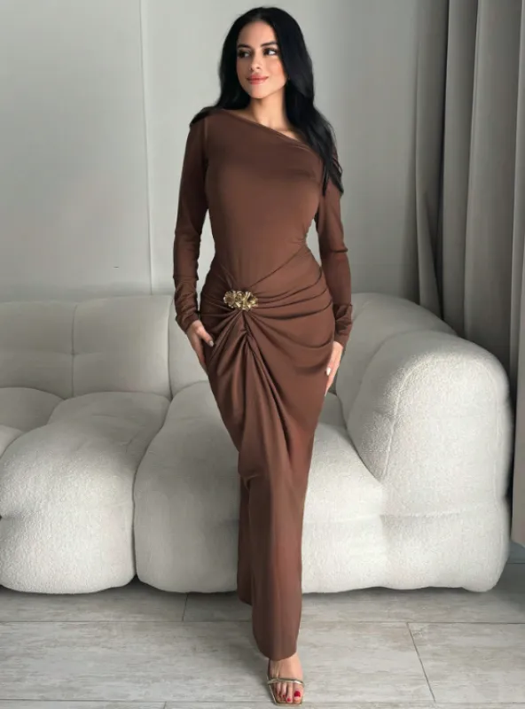 Beverly Coffee Brown Midi Dress made by hitheredarling