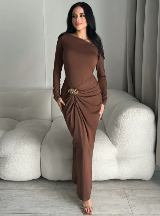 Beverly Coffee Brown Midi Dress sold by hitheredarling