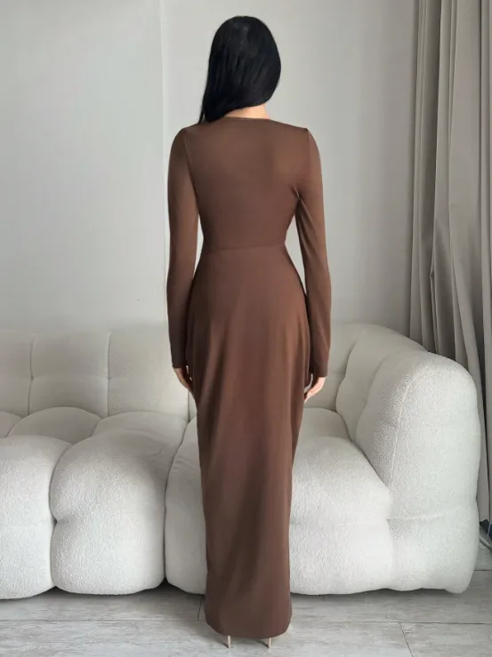 Beverly Coffee Brown Midi Dress sold by hitheredarling product image thumbnail 5