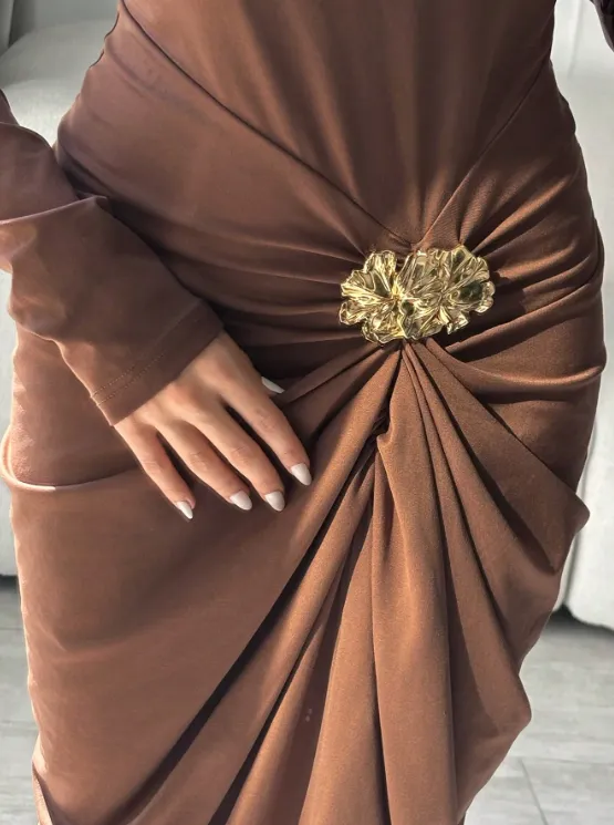 Beverly Coffee Brown Midi Dress sold by hitheredarling product image thumbnail 2