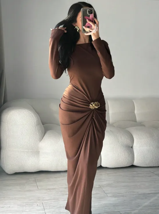 Beverly Coffee Brown Midi Dress sold by hitheredarling product image thumbnail 3