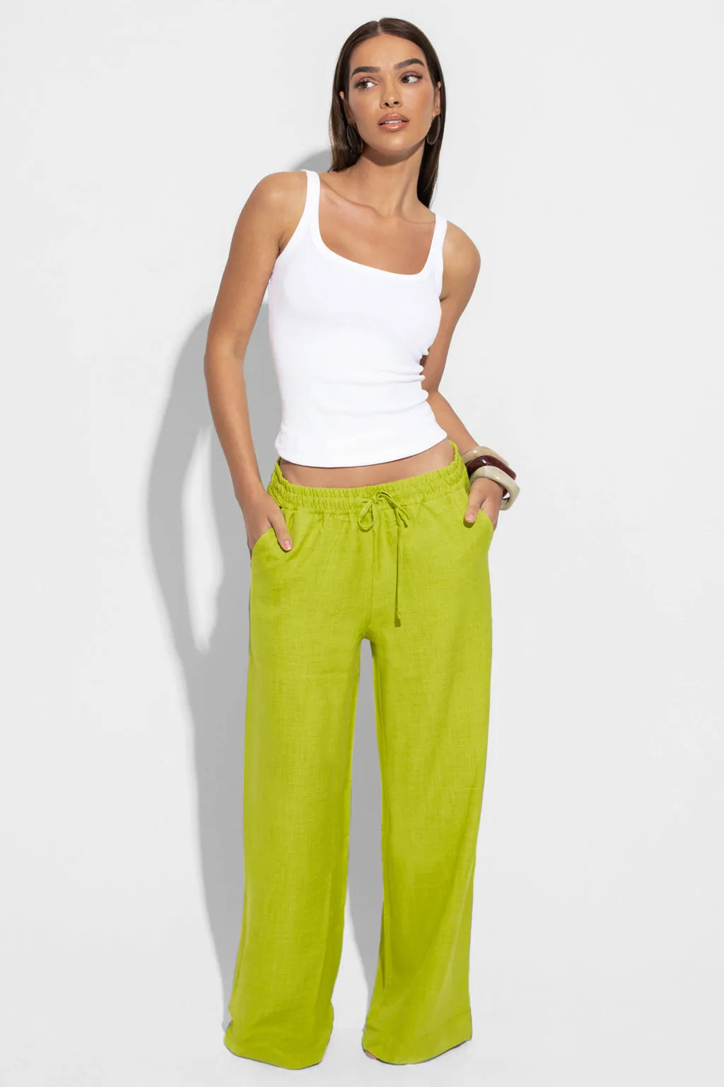 PISTACHIO LINEN TROUSER sold by murci