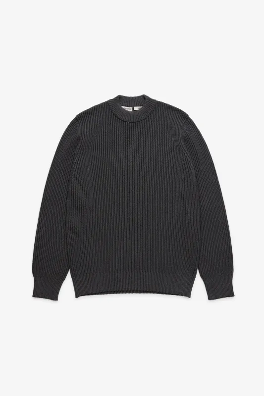 FENDER 4J crew neck, charcoal melange sold by S.N.S HERNING