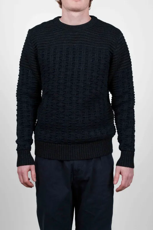 BINDING sweater, black melange / compact blue sold by S.N.S HERNING