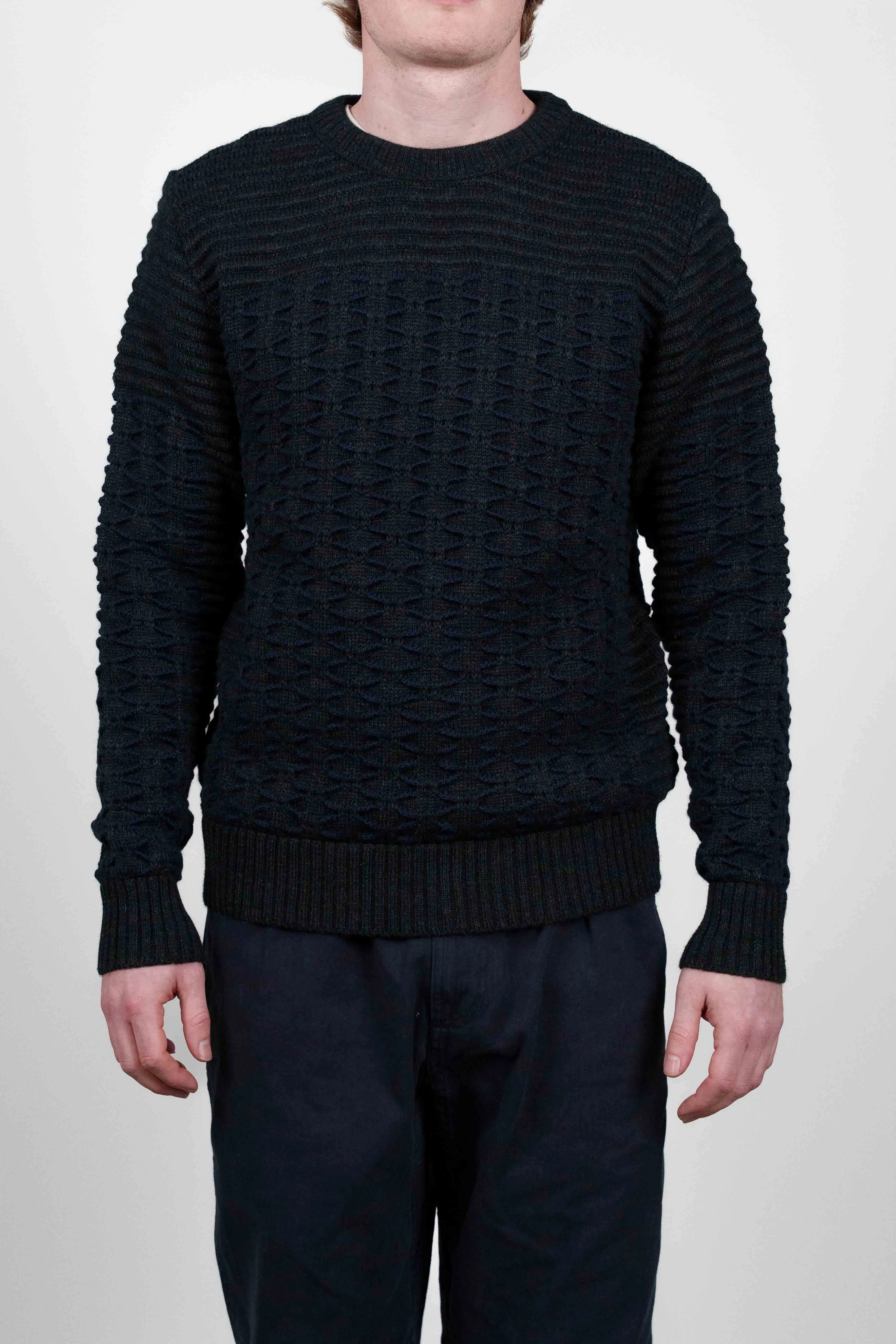 BINDING sweater, black melange / compact blue sold by S.N.S HERNING
