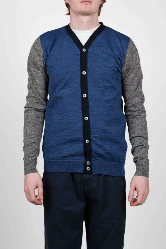 MIGRATION cardigan, blue static block sold by S.N.S HERNING