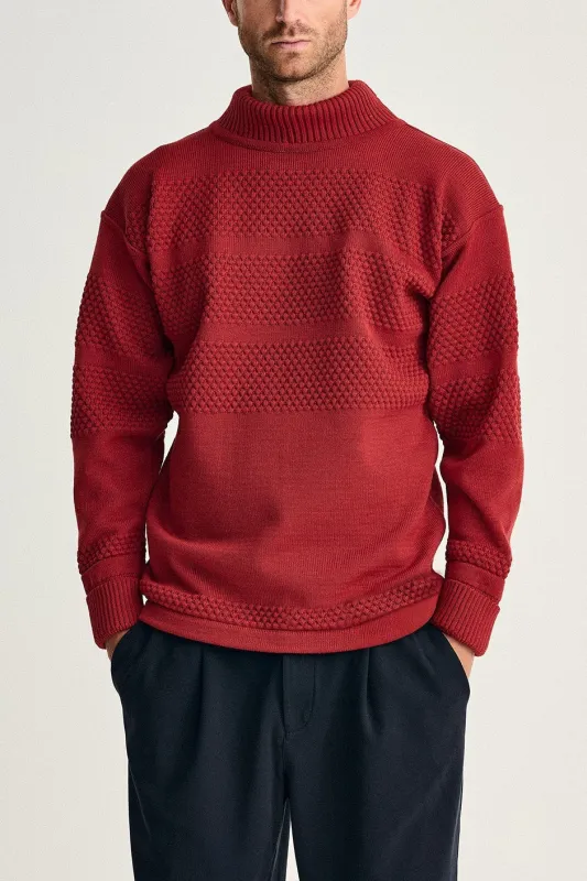 FISHERMAN sweater | høj hals, dannebrog red made by S.N.S HERNING