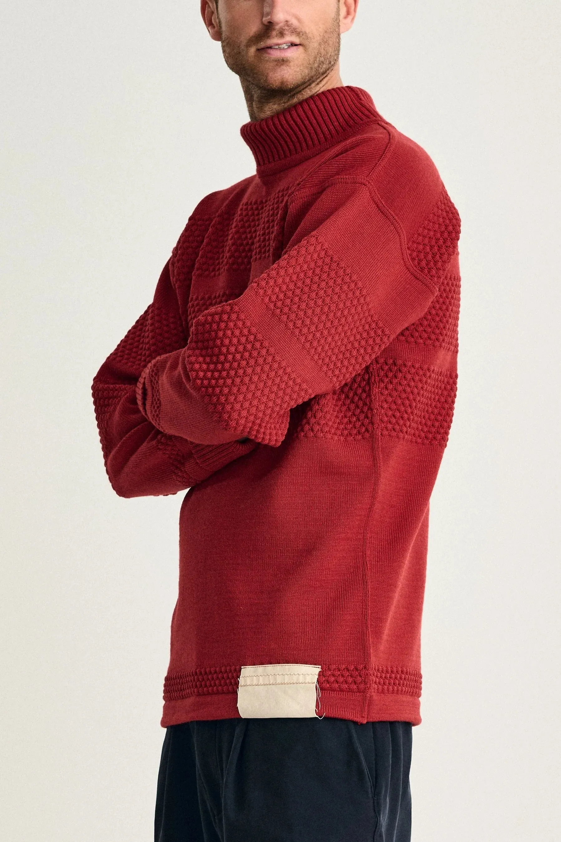FISHERMAN sweater | høj hals, dannebrog red, OB Edition sold by S.N.S HERNING product image thumbnail 4