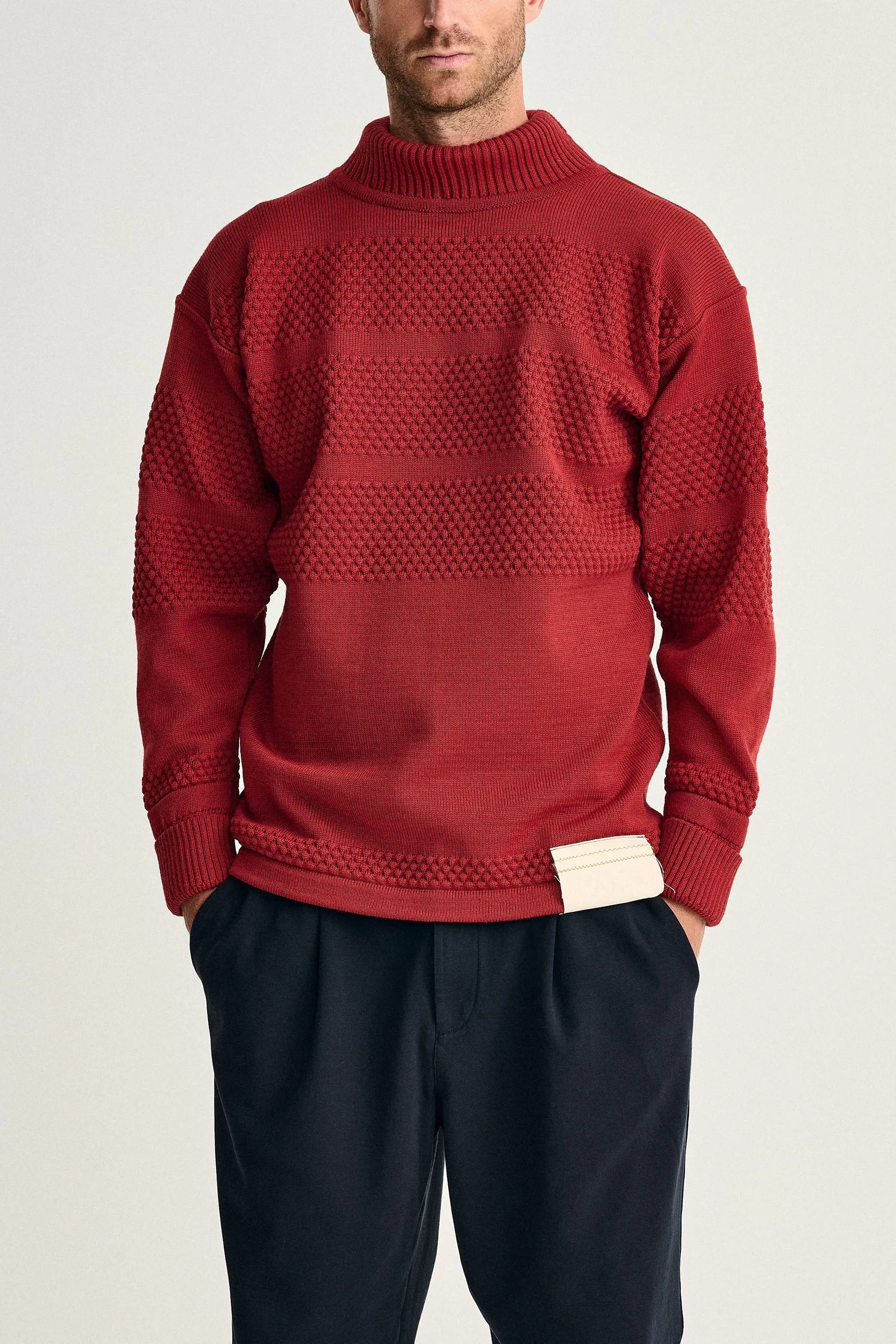 FISHERMAN sweater | høj hals, dannebrog red, OB Edition sold by S.N.S HERNING