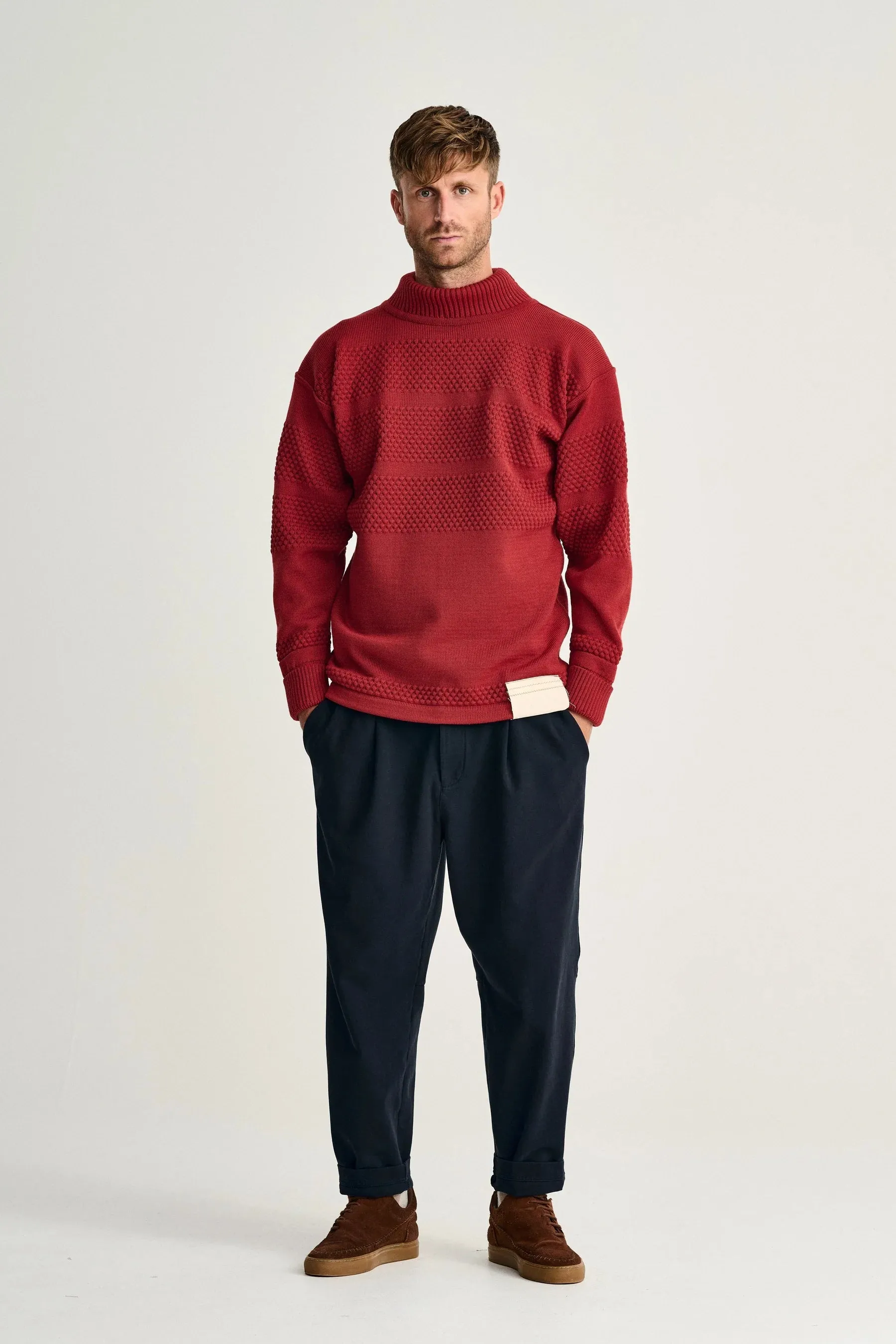FISHERMAN sweater | høj hals, dannebrog red, OB Edition sold by S.N.S HERNING product image thumbnail 2