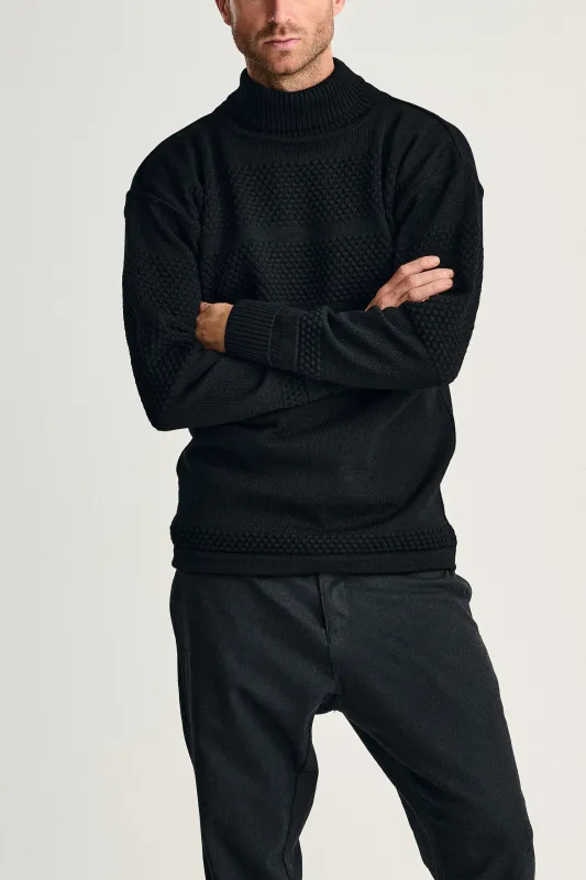 FISHERMAN sweater | høj hals, black void made by S.N.S HERNING