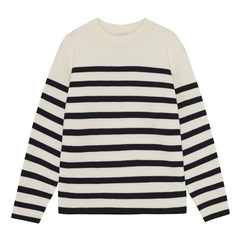 GIVEN-II crew neck | rund hals, natural white / navy blue (f) made by S.N.S HERNING