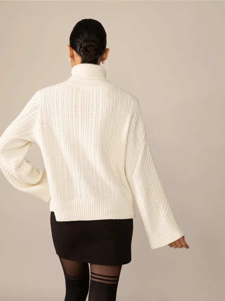 Hilda Cable Knit Sweater Top in Off White sold by From Rachel product image thumbnail 2