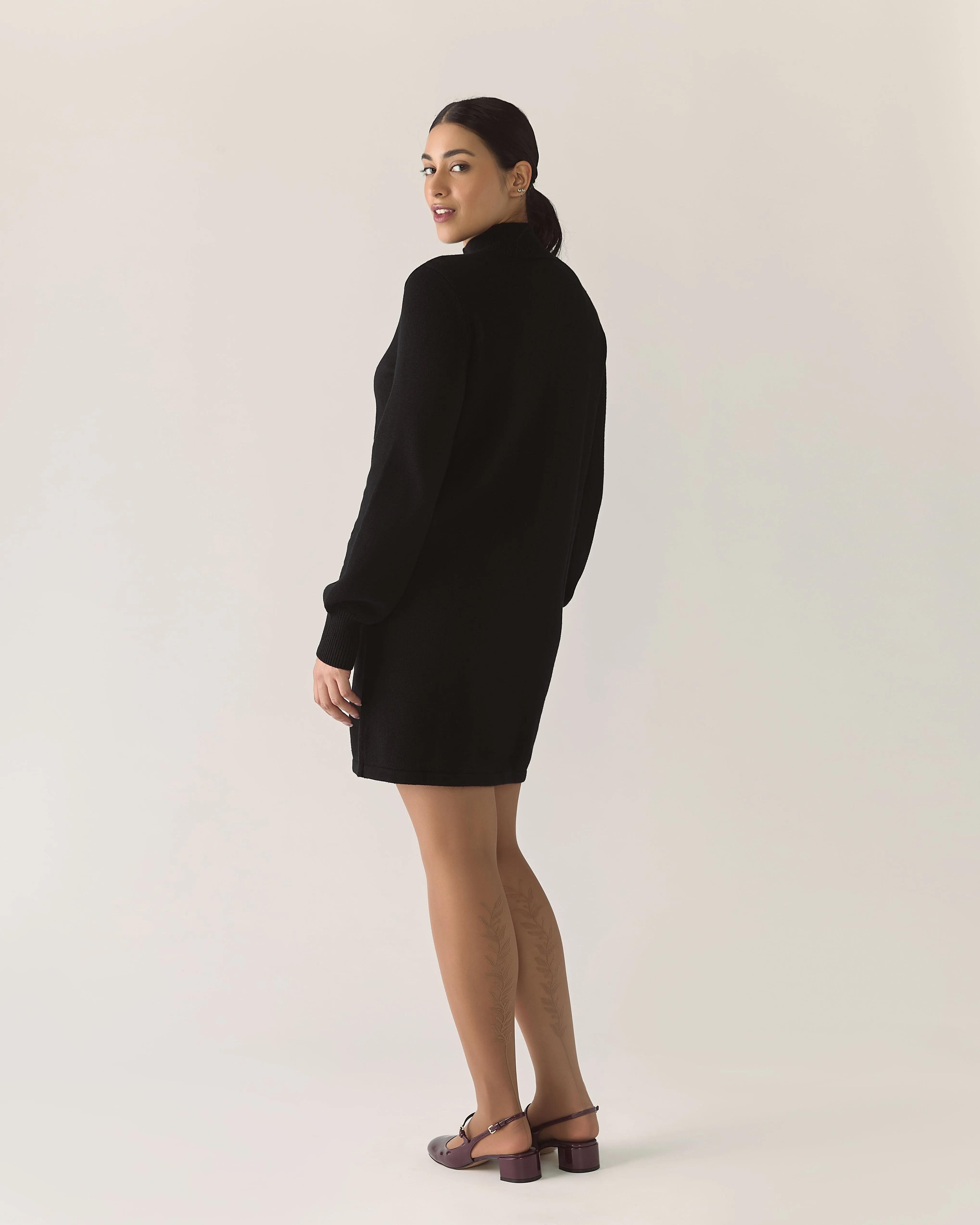 Responsible Merino Funnel Sweater Dress in Black sold by From Rachel product image thumbnail 5