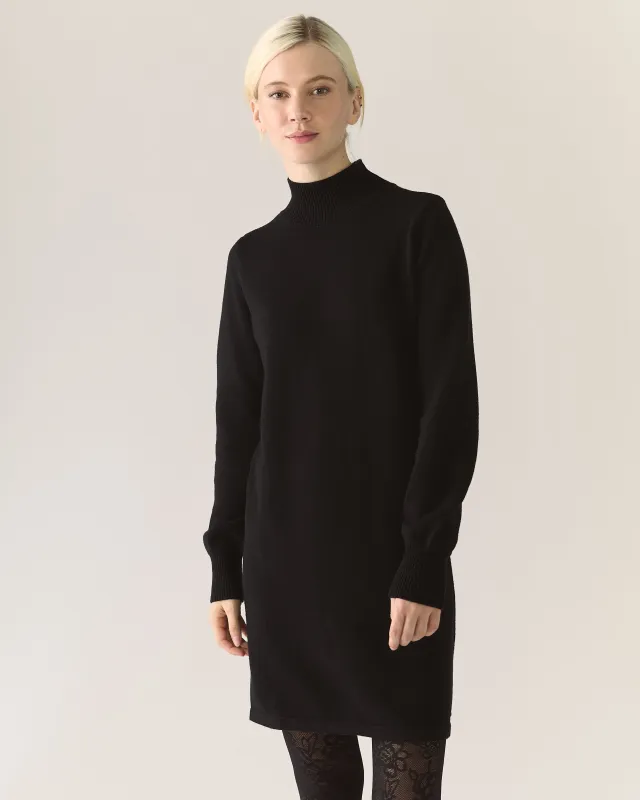 Responsible Merino Funnel Sweater Dress in Black made by From Rachel