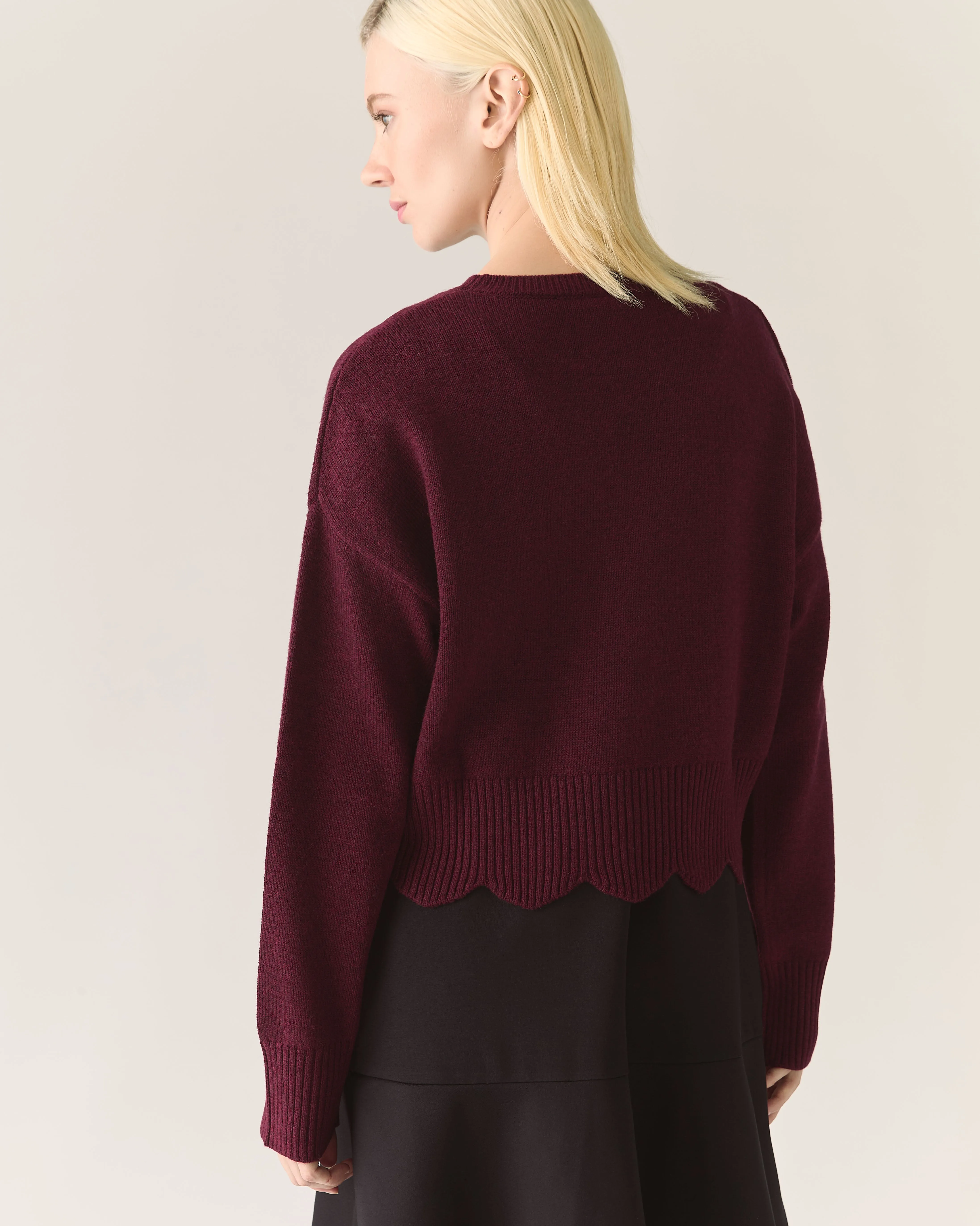 Scalloped Responsible Merino Sweater in Zinfandel sold by From Rachel product image thumbnail 5