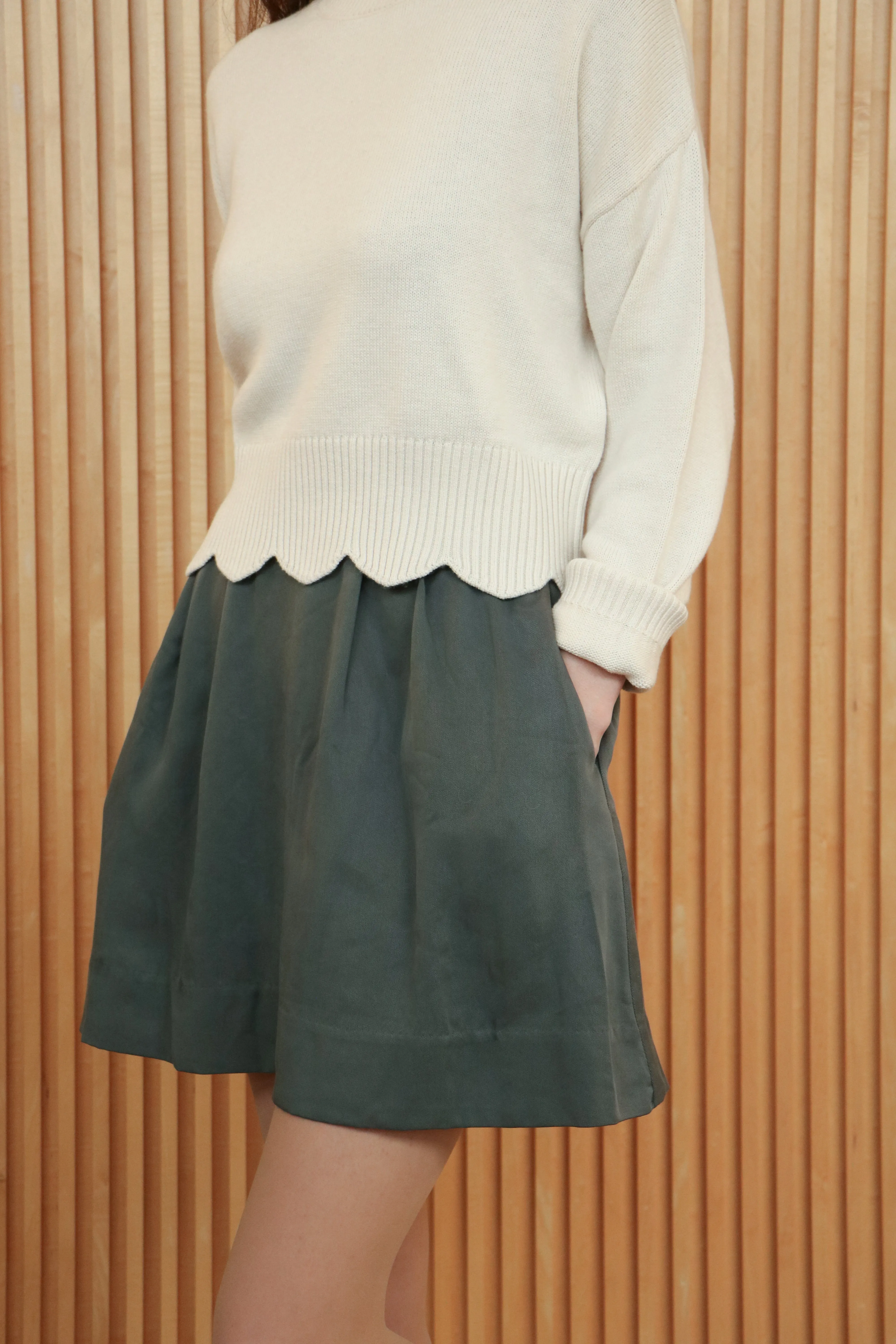 Scalloped Responsible Merino Sweater in Whipped cream sold by From Rachel product image thumbnail 4