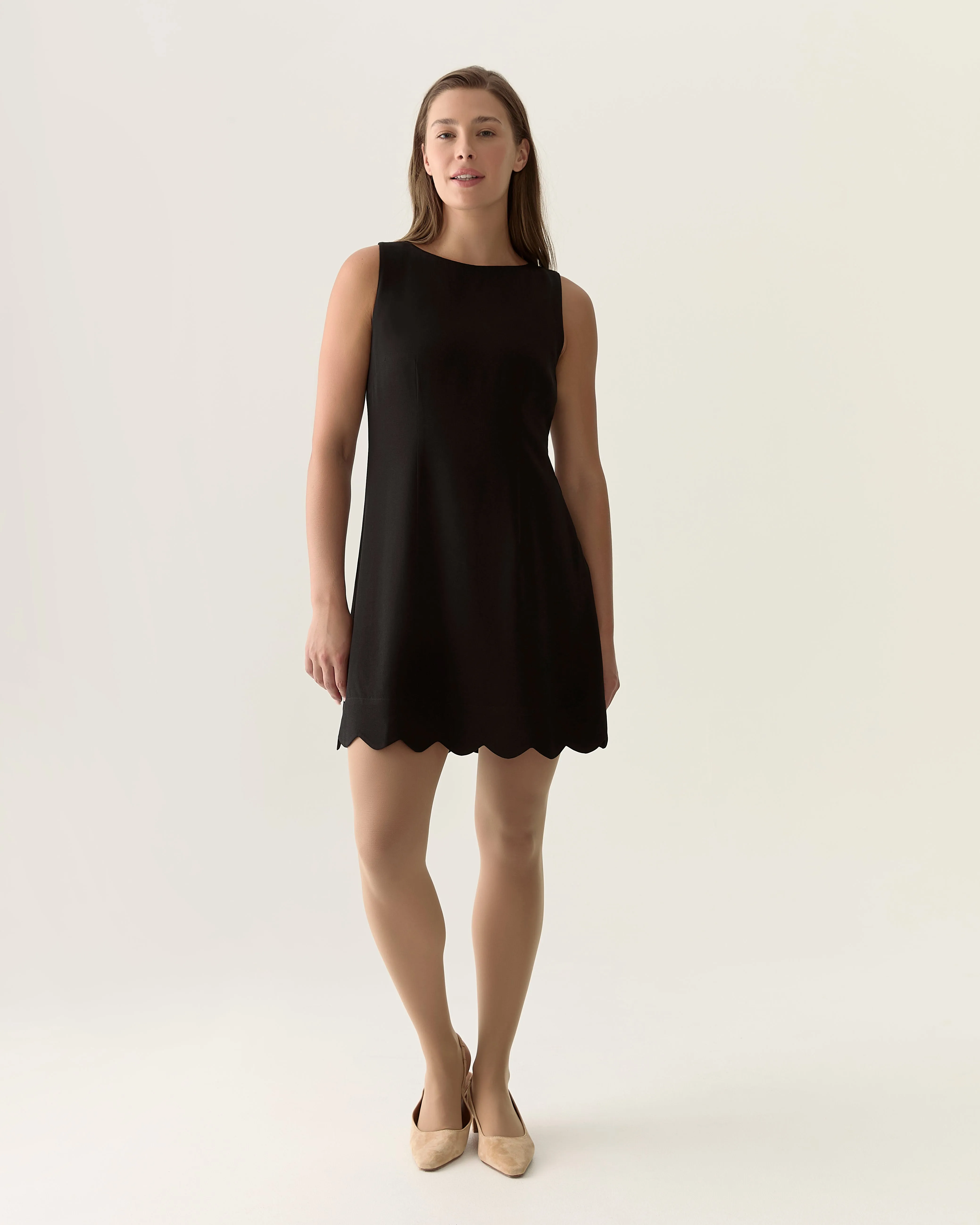 Scalloped sleeveless dress in Black sold by From Rachel product image thumbnail 2