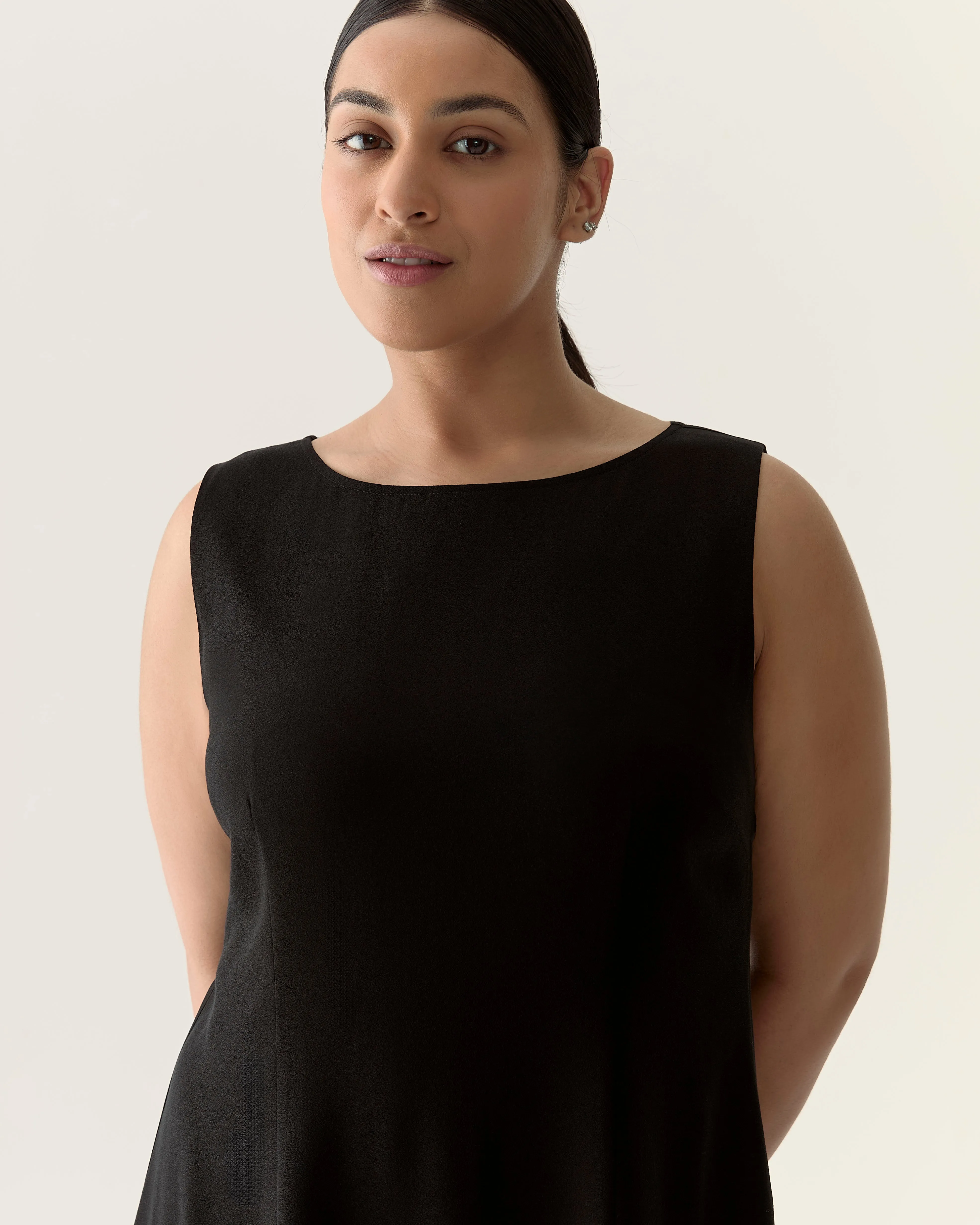 Scalloped sleeveless dress in Black sold by From Rachel product image thumbnail 4