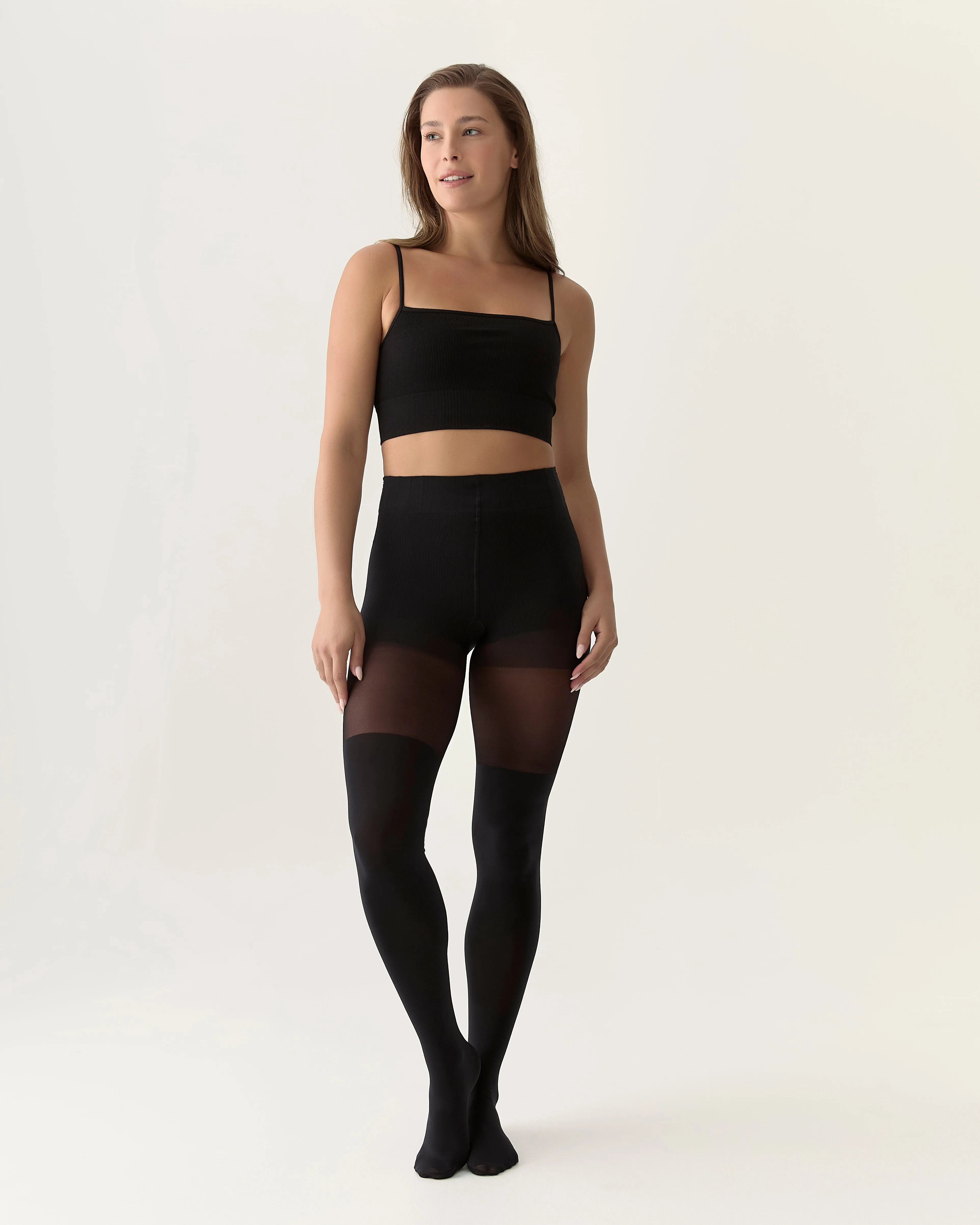 Classic Over-the-Knee Contour Shaping Tights in Black sold by From Rachel