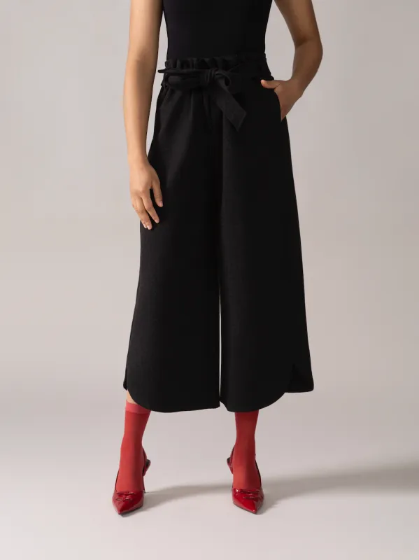Tulip Hem Brushed Knit Pant in Charcoal Mix made by From Rachel