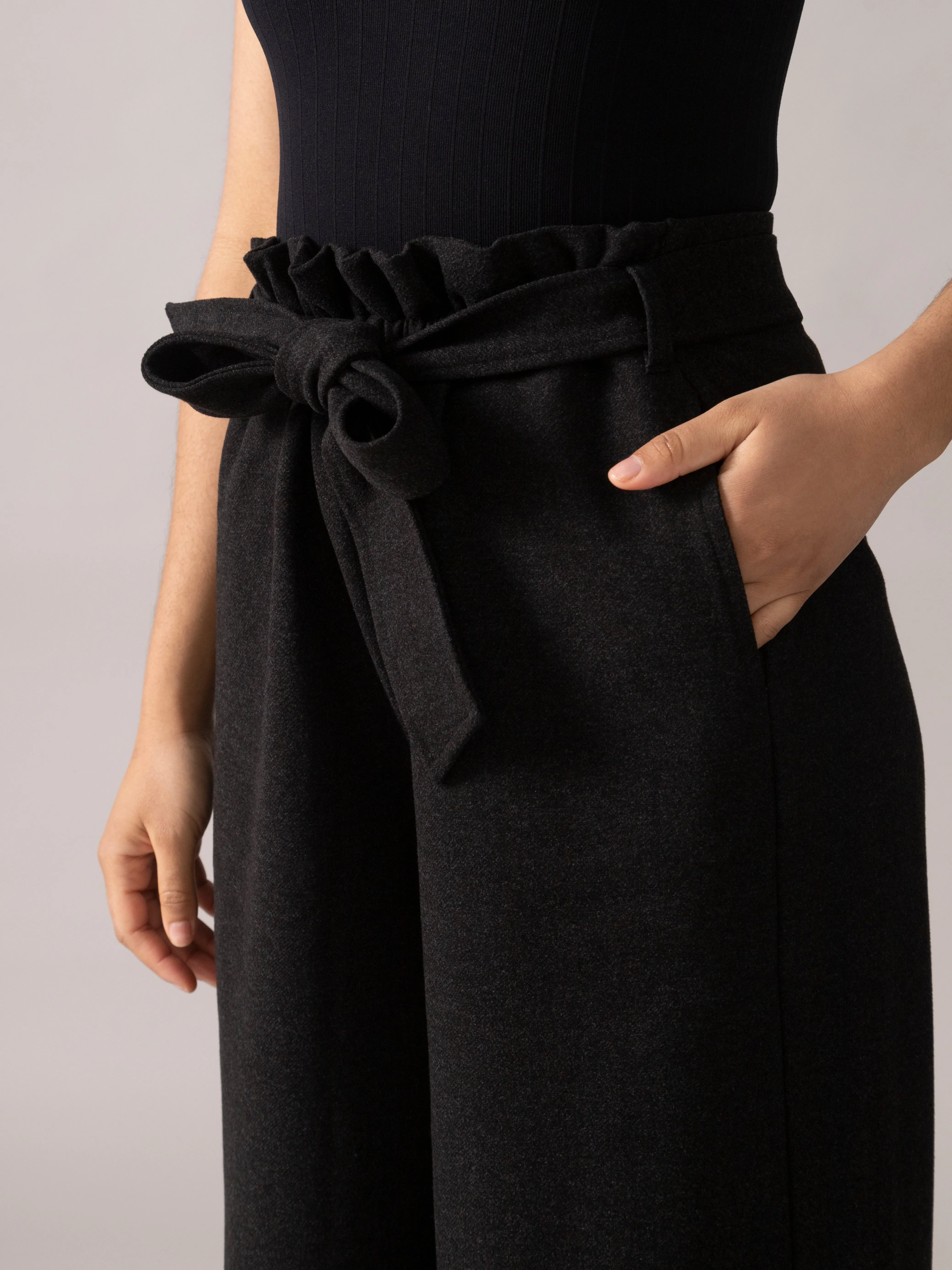 Tulip Hem Brushed Knit Pant in Charcoal Mix sold by From Rachel product image thumbnail 2