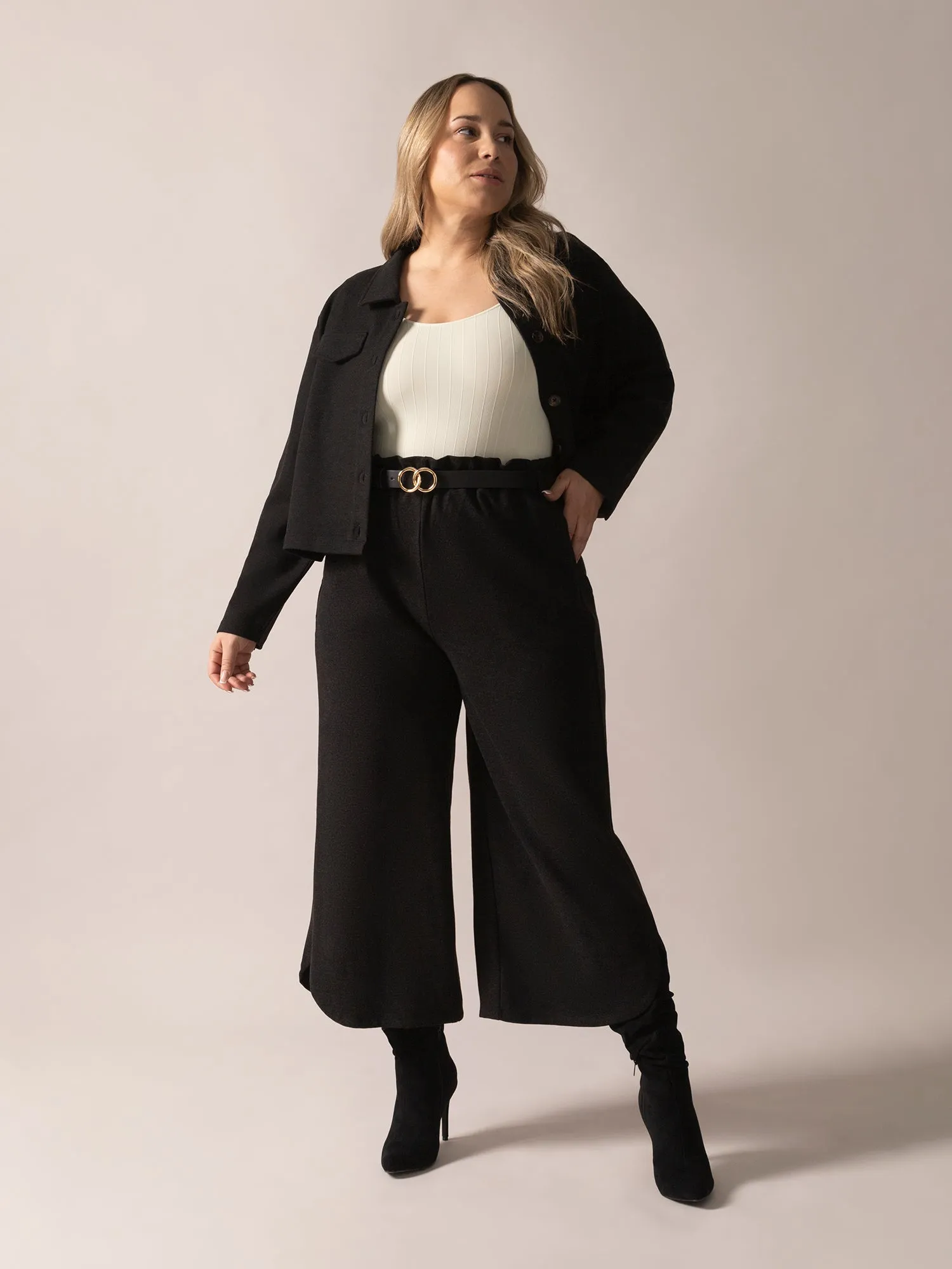 Tulip Hem Brushed Knit Pant in Charcoal Mix sold by From Rachel product image thumbnail 5