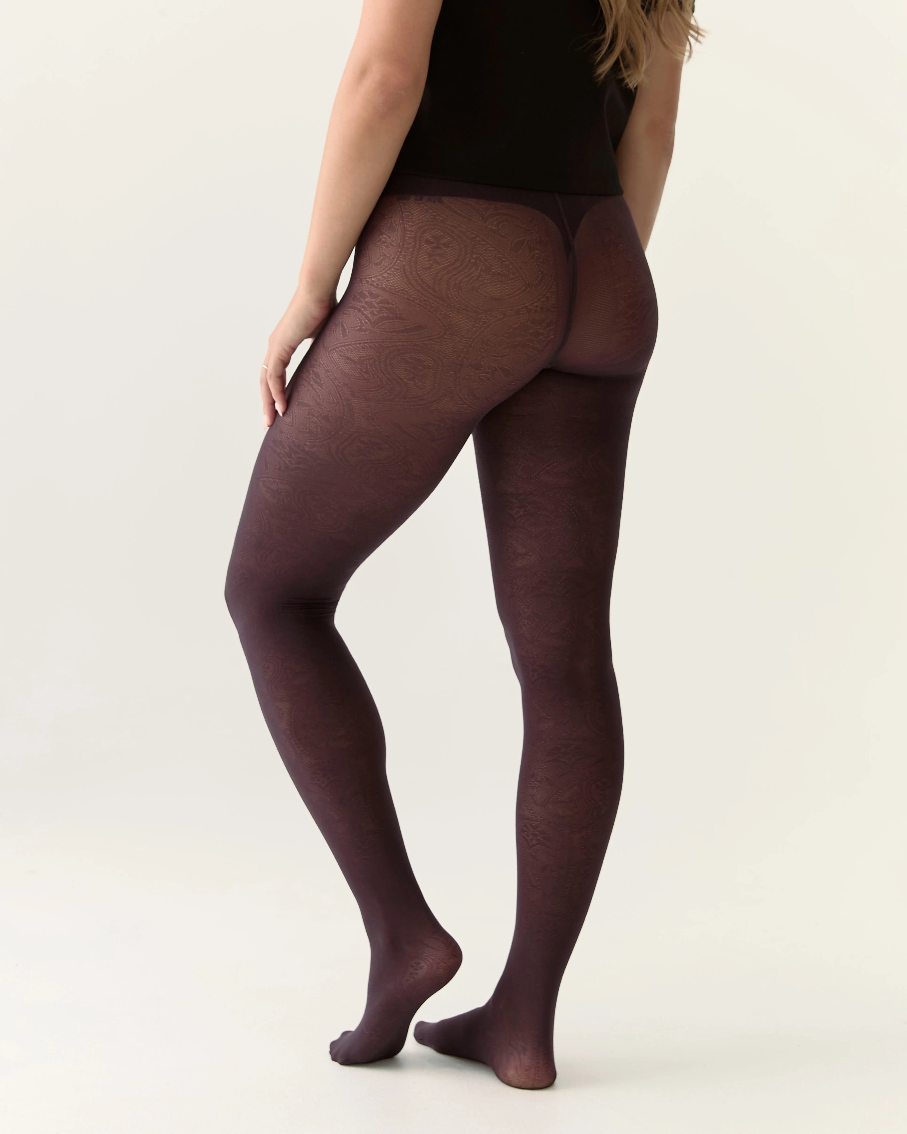 Paisley Contour Shaping Tights in Fig sold by From Rachel product image thumbnail 3