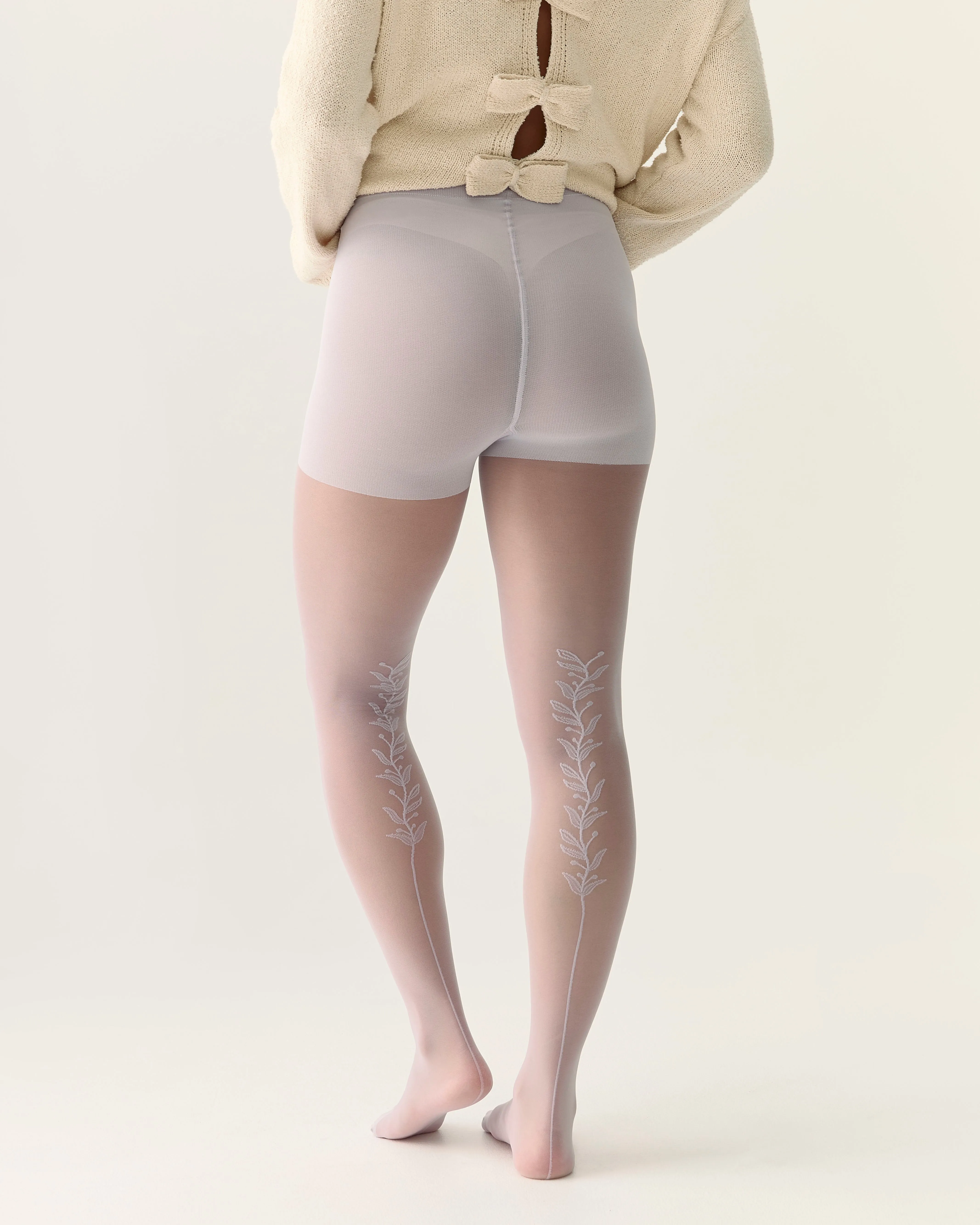 Back Vine Sheer Tights 30D in Lilac sold by From Rachel product image thumbnail 3